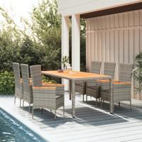 7-delige Tuinset met kussens poly rattan grijs