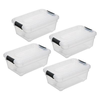5Five opberg kist met deksel - 4x - Box - 4 liter - 29 x 19 x 12 cm - kunststof - transparant
