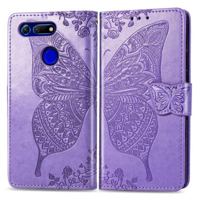 Butterfly Love bloemen reliëf horizontale Flip lederen case voor Huawei V20 met houder & kaartsleuven & portemonnee & Lanyard (licht paars)