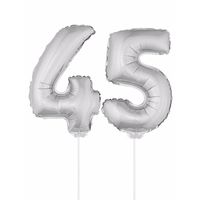 Folie ballonnen cijfer 45 zilver 41 cm   - - thumbnail