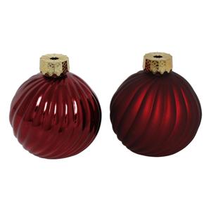 Kerstbal vaas Stripe rood glas Ø10cm