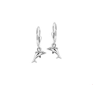 TFT Oorhangers Dolfijn Zilver Gerhodineerd Glanzend 22 mm x 10 mm