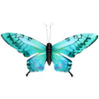 Pro Garden Wanddecoratie vlinder - aqua - 49 x 34 cm - metaal - muurdecoratie / schutting / tuin