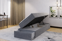 2dekans Opberg Box met Lade - Rechts | 70 x 200 Grijs - incl. Matras (Stofschade - Niet in originele verpakking - Kans op schade)