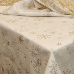 Unique Living Tafelkleed/tafellaken kerst - goud - 140 x 200 cm - rechthoekig - polyester