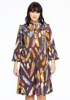 Jurk met ruches FEATHERS 58/60 brown - thumbnail