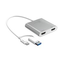 j5create JCA365 USB-C / USB 3.2 Gen 1 (USB 3.0) Adapter [1x USB-C, USB 3.2 Gen 1 (USB 3.0) - 2x HDMI] Zilver 0.2 m