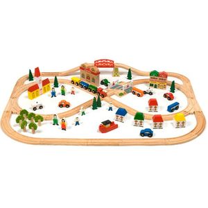 Houten treinset stad en land, 101-delig