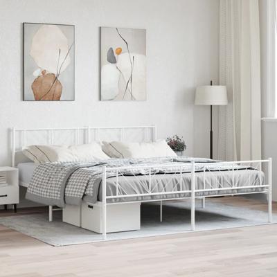 Bedframe met hoofd- en voeteneinde metaal wit 183x213 cm