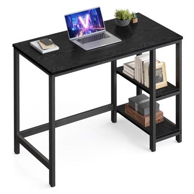 Bureau met 2 planken industrieel design, Ebbenhout zwart / 100 x 50 cm