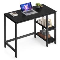 Bureau met 2 planken industrieel design, Ebbenhout zwart / 100 x 50 cm