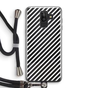 Strepen zwart-wit: Samsung Galaxy J8 (2018) Transparant Hoesje met koord