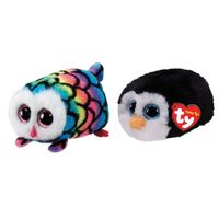 Ty - Knuffel - Teeny Ty's - Hootie Owl & Waddles Penguin - thumbnail