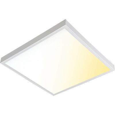 LED Paneel - Aigi Limno Slim - 60x60 - Aanpasbare Kleur CCT - 32W Opbouw Vierkant - Smart Wifi - Dimbaar - Mat Wit - Aluminium