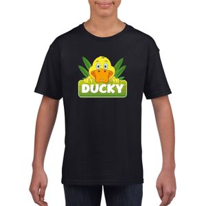 T-shirt zwart voor kinderen met Ducky de eend XL (158-164)  -