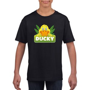 T-shirt zwart voor kinderen met Ducky de eend