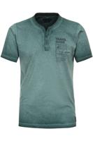Casa Moda Casual Fit T-Shirt Henley kraag groen, Effen