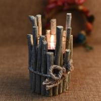 Kerstversiering retro kandelaar Home Decoratie kaars buis creatieve rekwisieten hout ambachten zonder Cnadle