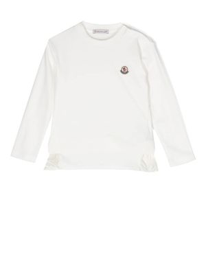 Moncler Enfant t-shirt en coton à patch logo - Blanc