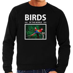 Papegaaien sweater / trui met dieren foto birds of the world zwart voor heren