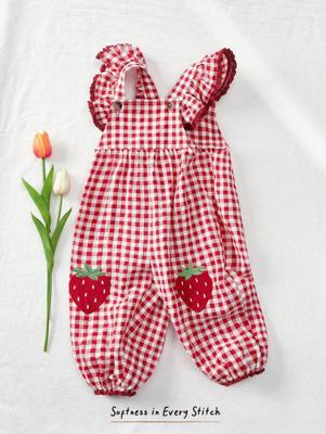 Bon&Bon Baby Girl Strawberry Pattern Square Neck Ruffle Trim Jumpsuit Multicolor / 9-12M