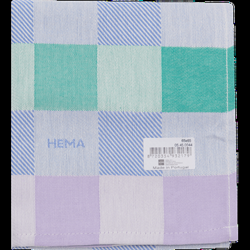 HEMA Theedoek Ruit Blauw/Groen/Lila bij Jumbo