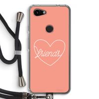Friends heart: Pixel 3a Transparant Hoesje met koord