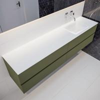 Mondiaz Vica Cloud badmeubel groen mat 200 cm 4 lades solid surface enkele spoelbak rechts zonder kraangat - thumbnail