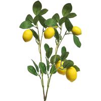 Kunstbloem citrusfruit tak citroen - 5x - 74 cm - geel - losse steel - Kunst zijdebloemen