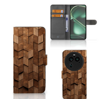 Book Style Case voor OPPO Find X6 Pro Wooden Cubes - thumbnail