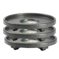 PlasticForte Plantenonderzetter - Set van 3x stuks - rond - 34 cm - antraciet - multiroller voor kam