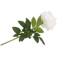 Kunstbloem pioenroos - wit - zijde - 71 cm - kunststof steel - decoratie bloemen   -