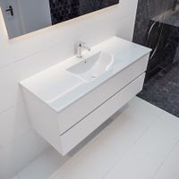 Mondiaz Vica Denia badmeubel wit mat 120 cm 2 lades keramiek enkele spoelbak midden 1 kraangat