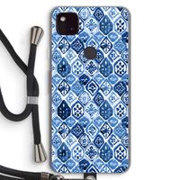 Blauw motief: Pixel 4a 5G Transparant Hoesje met koord