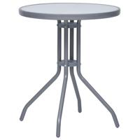 Tuintafel 60 cm staal en glas lichtgrijs Tuintafel 60 cm staal en glas lichtgrijs