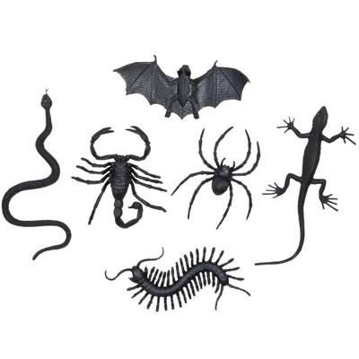 Boland Halloween beestjes - 12x stuks - zwart - kunststof - nep - horror - insecten