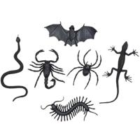 Boland Halloween beestjes - 12x stuks - zwart - kunststof - nep - horror - insecten