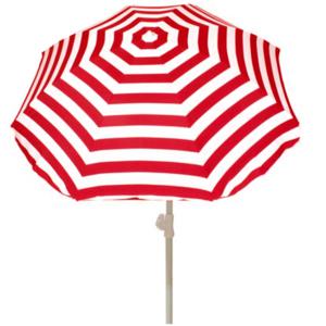 Strand parasol - rood/wit - 180cm - in hoogte verstelbaar - Uv bestendig