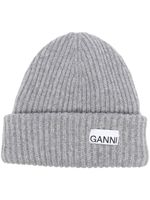 GANNI bonnet nervuré à patch logo - Gris