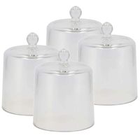 Amuse cloche - 4x stuks - transparant glas - D13 x H16 cm - hapjes stolp - amuseschaaltje