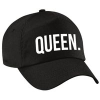 Queen pet / cap zwart met witte bedrukking voor meisjes