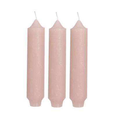 Palermo kaarsen set 3 stuks dia. 3.5 x H 17 cm zacht roze - Hortus