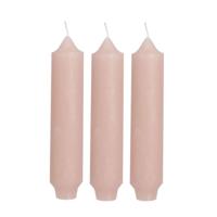 Palermo kaarsen set 3 stuks dia. 3.5 x H 17 cm zacht roze - Hortus