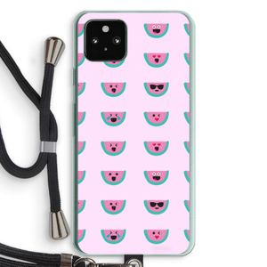 Smiley watermeloenprint: Pixel 5a 5G Transparant Hoesje met koord