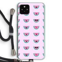 Smiley watermeloenprint: Pixel 5a 5G Transparant Hoesje met koord