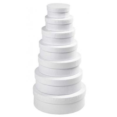 Ronde witte hobby of opslag dozen set - in 7 formaten - Dia 8-10-12-14-16-18-21 cm - knutselen