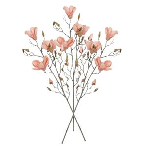 Kunstbloem Magnolia tak - 3x - 88 cm - perzik roze - Kunst zijdebloemen