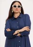 Yoek Blouse PINSTRIPE | Blauw | Maat 42/44