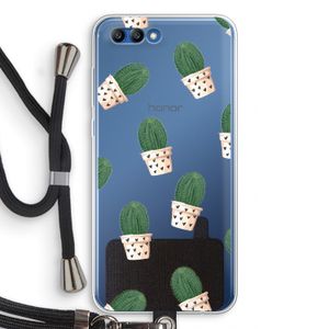 Cactusprint roze: Honor 10 Transparant Hoesje met koord