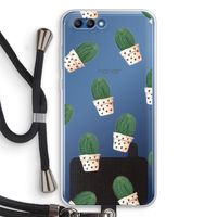 Cactusprint roze: Honor 10 Transparant Hoesje met koord